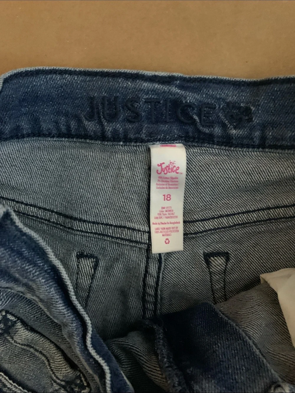 Justice Blue Straight-Leg Jeans with Daisy Embroidery